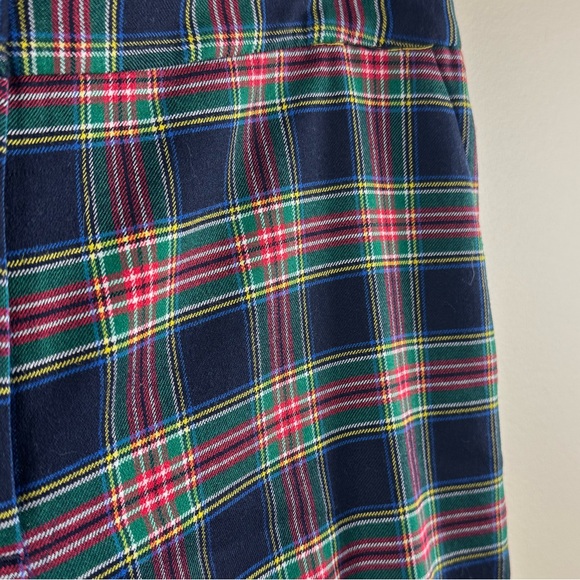 Talbots Talbots Tartan Plaid Navy Blue Green & Red Holiday Ankle Pants with Bows - Picture 4 of 5